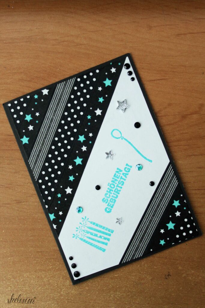 Washi Tape Karte schwarz weiß hellblau